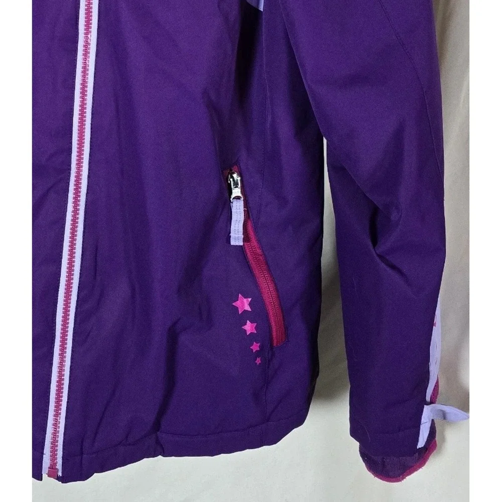 Lands End Kids Girls Purple‎ Light Purple Star Ski Jacket Hooded Zip Up XL